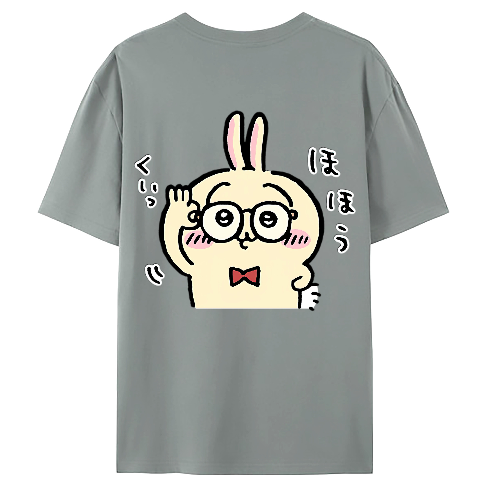 （画像用） ちいかわ うさぎ Chii-kawa usagi 綿100％ メンズ半袖Tシャツ（バックプリント） 通気性